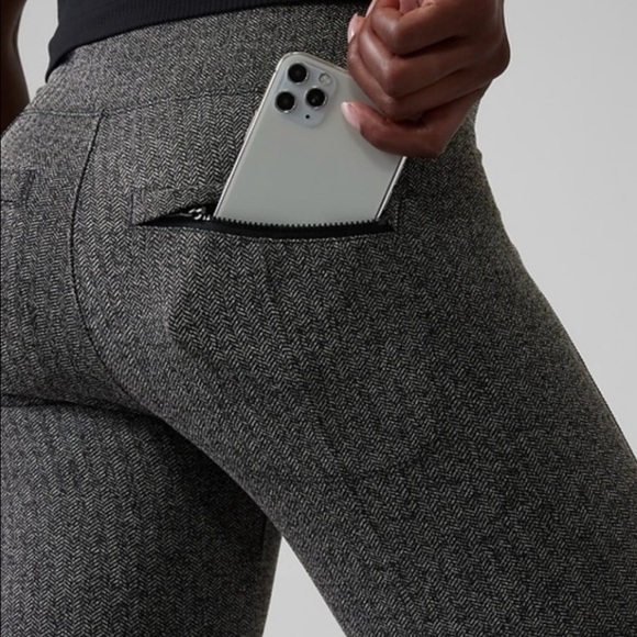 Athleta Delancey Herringbone Tight High Rise Legging Black White XS - Picture 3 of 14